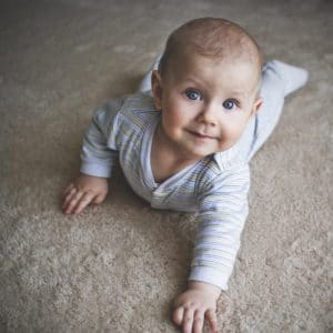 Baby learning to crawl